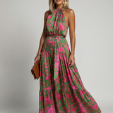 Elegantes rosa Midikleid mit Halterdekolleté