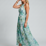 Midi-Kleid Portia mit Halterkragen und floralem Druck