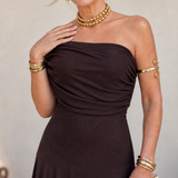 Valerinne | Off-Shoulder Drapiertes Oberteil Fließendes Maxikleid