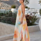 Solmira | Aquarell Halter Fließendes Maxikleid