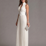 Zakira | Plissierter Halter-Neck Jumpsuit mit weitem Bein