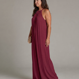 Sylvara | Plissierter Halterhals Weitbeiniger Entspannt Jumpsuit