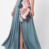 Olympas | Halter-Bodice Blumenmuster Maxi-Kleid
