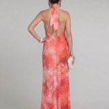 Coraline | Halter Neck Gedrucktes Muster Maxi Kleid