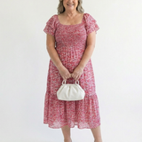 Odette | Off-Shoulder Blumen Smocked Midi Kleid