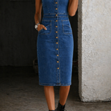 Indira | Denim Kleid mit Knopfleiste