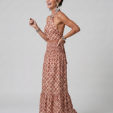 Amira | Geometrisches Print Cutout Midi Kleid