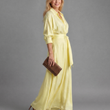 Zelith | Geknotetes Kragenflussendes Langarm-Midi-Kleid