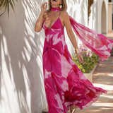 Vineya | Aquarell Druck Slip Maxi Kleid
