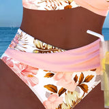 Clara | Bikini mit kontrastierendem Blumenmuster und Schlitz