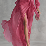 Roze Kleid V-Hals