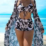 Lydia | 3-teiliges Bikini-Set mit Druck