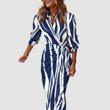 Cecilia™ Elegantes Gestreiftes Kleid