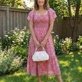 Odette | Off-Shoulder Blumen Smocked Midi Kleid