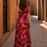 Zarephine | Maxikleid mit Wasserfarben-Print und einem Schulterträger