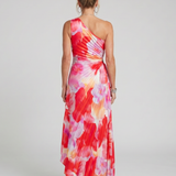 Taya | Ein Schulter Faltenrock Midi Kleid