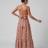 Amira | Geometrisches Print Cutout Midi Kleid