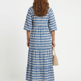 Elodie | Kleid mit Diamantmuster und Stufenrock