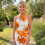 Zinnara | Halter Neck Blumenmuster Midi-Kleid