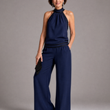 Zephyrine | Jumpsuit mit Kontrastbesatz und weit geschnittenem Bein