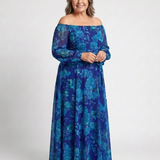 Aspen | Off-Shoulder Blumen-Maxi-Kleid
