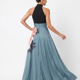Olympas | Halter-Bodice Blumenmuster Maxi-Kleid