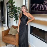 Aurelia | Ein-Schulter Faltenkleid