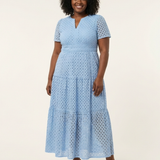 Brielle | V-Ausschnitt Kurzarm Tiered Midi Kleid