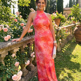 Coraline | Halter Neck Gedrucktes Muster Maxi Kleid