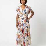 Savannah | Kurzes, ärmelloses, plissiertes Midi-Kleid