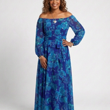 Aspen | Off-Shoulder Blumen-Maxi-Kleid