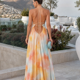 Solmira | Aquarell Halter Fließendes Maxikleid
