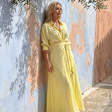 Zelith | Geknotetes Kragenflussendes Langarm-Midi-Kleid
