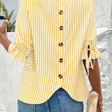 Savannah | Elegante gestreifte Bluse mit Knopfdetails