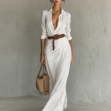 Maxikleid Reverskragen Langarm