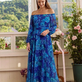 Aspen | Off-Shoulder Blumen-Maxi-Kleid