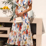 Savannah | Kurzes, ärmelloses, plissiertes Midi-Kleid