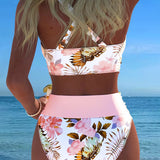 Clara | Bikini mit kontrastierendem Blumenmuster und Schlitz