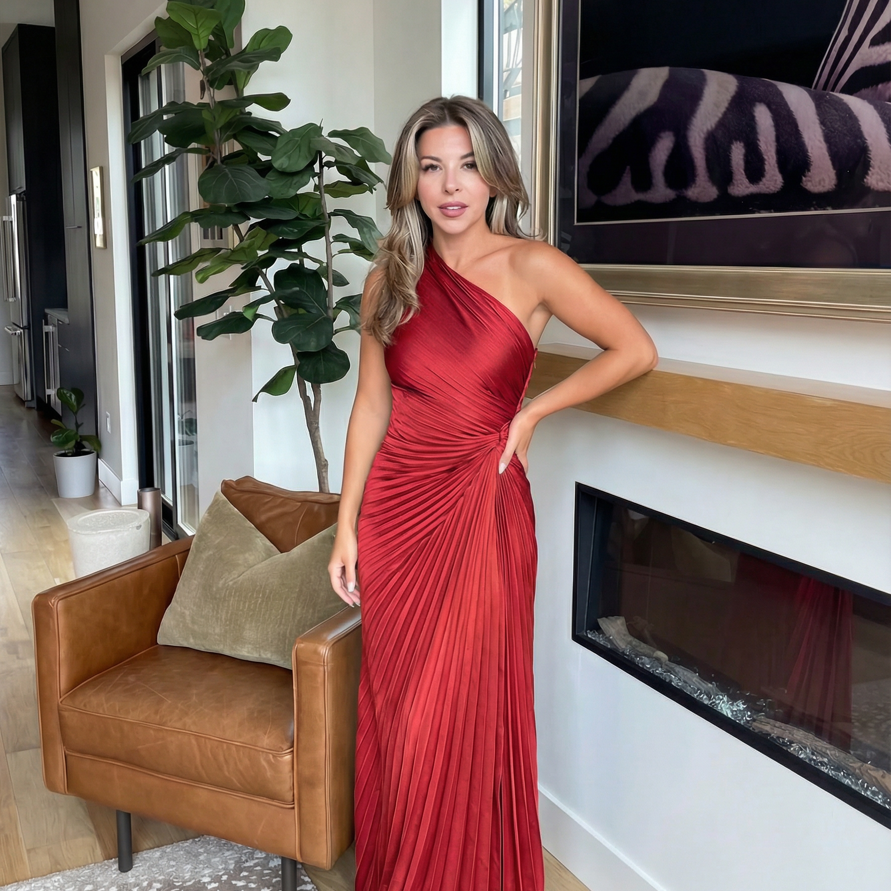 Aurelia | Ein-Schulter Faltenkleid