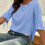 Savannah | Elegante gestreifte Bluse mit Knopfdetails