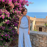 Zephyrine | Jumpsuit mit Kontrastbesatz und weit geschnittenem Bein