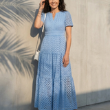 Brielle | V-Ausschnitt Kurzarm Tiered Midi Kleid