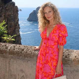 Willow | Blumiger V-Ausschnitt Midi-Kleid mit Puffärmeln