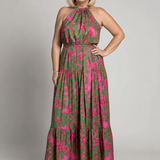 Elegantes rosa Midikleid mit Halterdekolleté