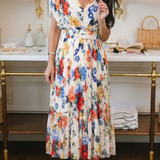Savannah | Kurzes, ärmelloses, plissiertes Midi-Kleid