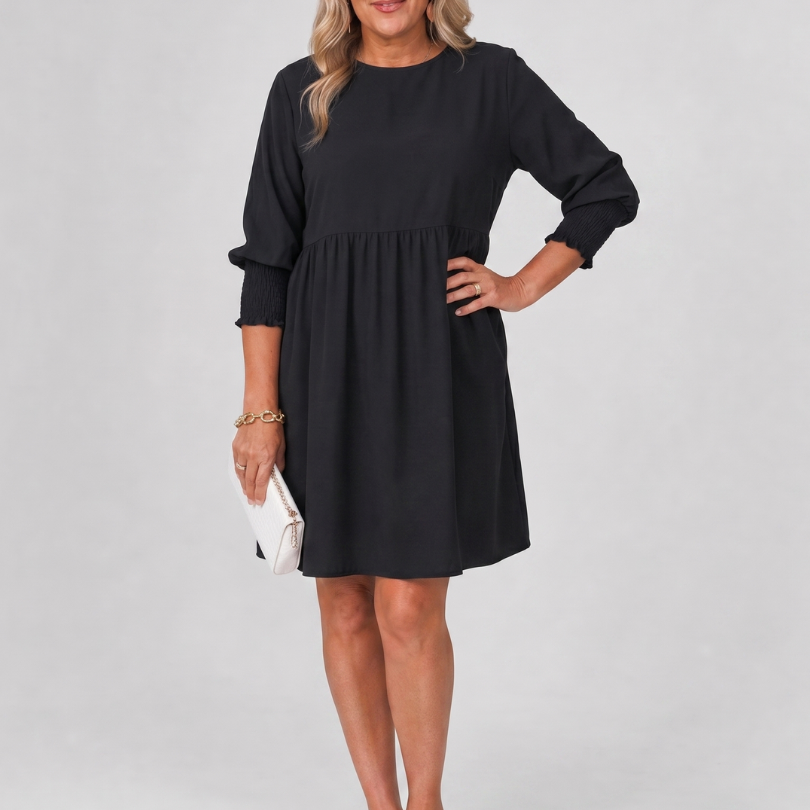 Corinne | Mini-Kleid mit langen Ärmeln und gerafften Manschetten