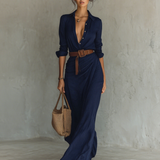 Maxikleid Reverskragen Langarm