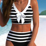 Maya | Gestreifter Bikini mit hoher Taille