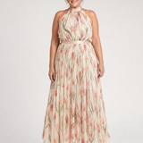 Aurelle | Floral Midi Kleid mit Halterhals