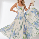 Ärmelloses Midi-Kleid mit Quadrat-Ausschnitt und eleganten Falten